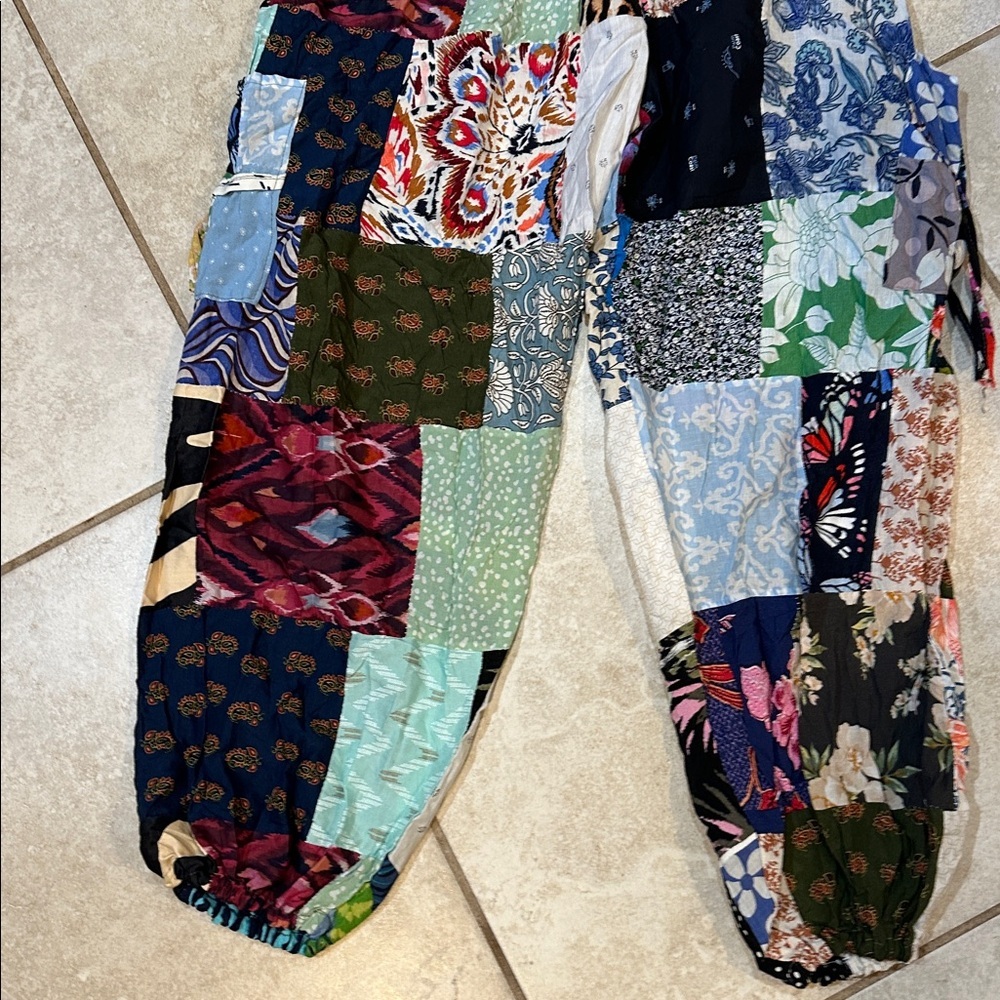 Vintage Handmade Boho Patchwork Harem Jogger Cargo Pants XS/S Kantha - Picture 4 of 6